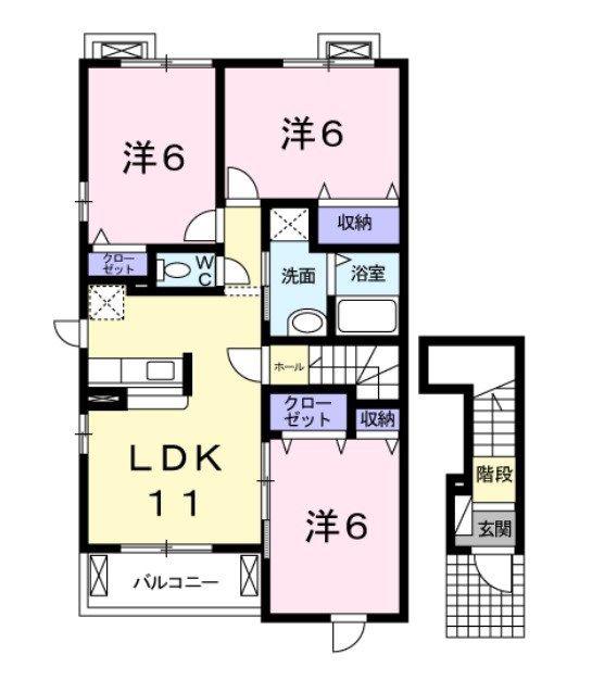 オアシス上ノ茶屋(3LDK/2階)の間取り写真