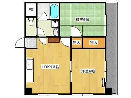 太陽ビル(2DK/2階)の間取り写真