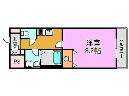グレイスコートII(1K/6階)の間取り写真