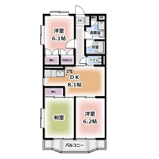 アムールヤマサ(3DK/2階)の間取り写真