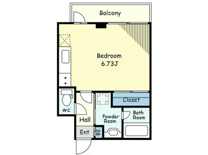 パティオII(ワンルーム/1階)の間取り写真