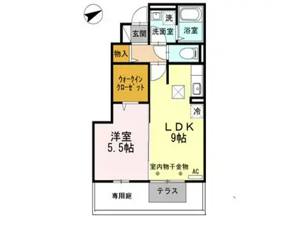 ウエストサイドスクエア(1LDK/1階)の間取り写真