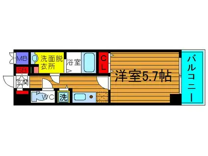 ルクレ難波(1K/7階)の間取り写真