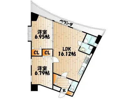 BRIS中井(2LDK/9階)の間取り写真