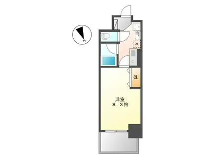 ヒルズ新栄2号館(1K/4階)の間取り写真