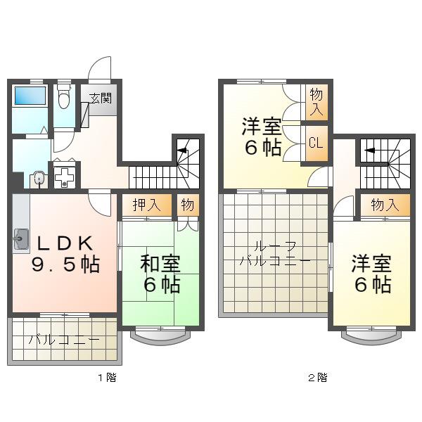 アグロス(3LDK/2階)の間取り写真