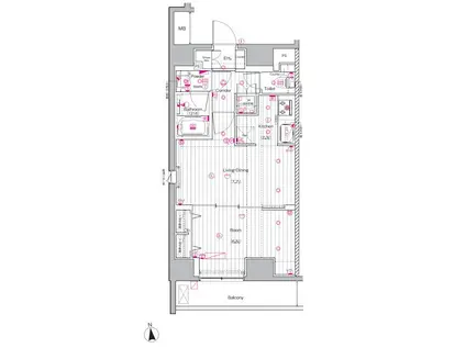 PREMIUM CUBE 上野(1LDK/9階)の間取り写真