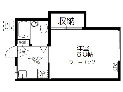 ハイツモリ(1K/1階)の間取り写真