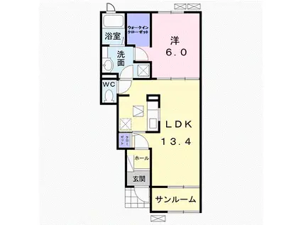 ローズマリーB(1LDK/1階)の間取り写真