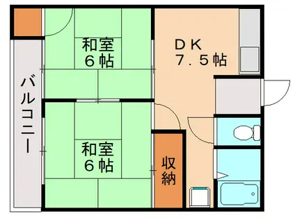 サンビレッジ加布里(2DK/2階)の間取り写真