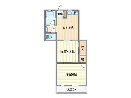 東コーポ(2K/1階)の間取り写真