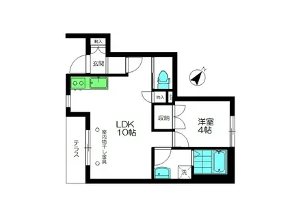 DEN-EN HAUS(1LDK/1階)の間取り写真