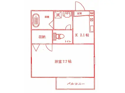 スプリーム港南台(1K/2階)の間取り写真