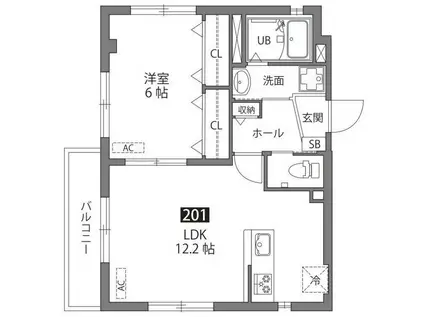 ビューノ(1LDK/2階)の間取り写真