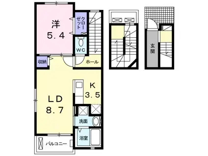 プチフローラ 北野田I(1LDK/3階)の間取り写真