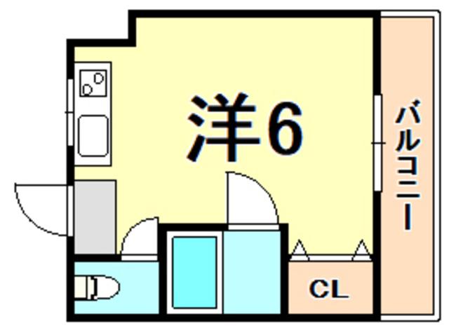 芳地ビル(ワンルーム/3階)の間取り写真