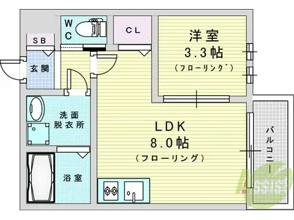REGIES姫島2(1LDK/2階)の間取り写真