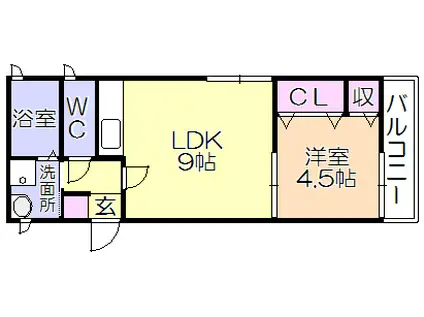 ランドベアー21II(1LDK/1階)の間取り写真