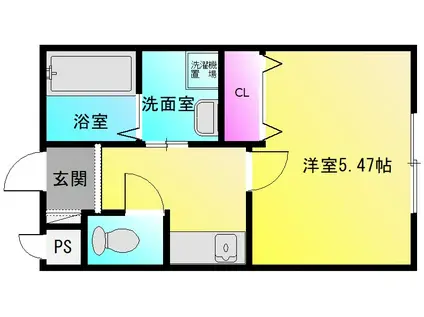 グリーンコート山本III番館(1K/2階)の間取り写真