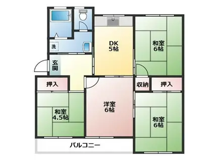 高倉台4団地16号棟(4DK/1階)の間取り写真