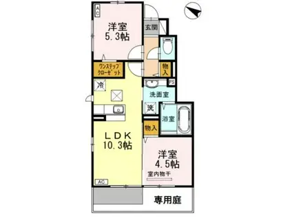 セジュール LA CASA(2LDK/1階)の間取り写真