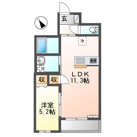 シャイン湘南(1LDK/5階)の間取り写真