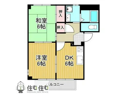 SURPLUS TWO 金田荘(2DK/1階)の間取り写真