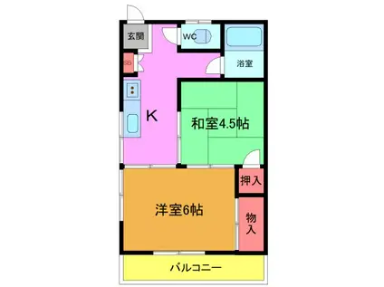 寿ハイツ(2K/1階)の間取り写真