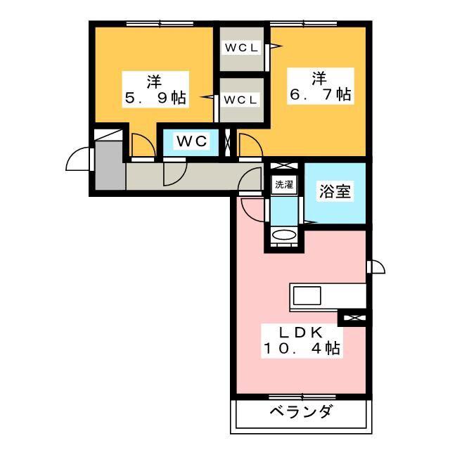 LE CIEL(2LDK/2階)の間取り写真