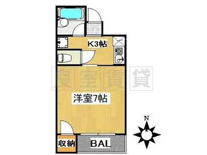 サンアップロイヤルガーデン広小路(1K/2階)の間取り写真