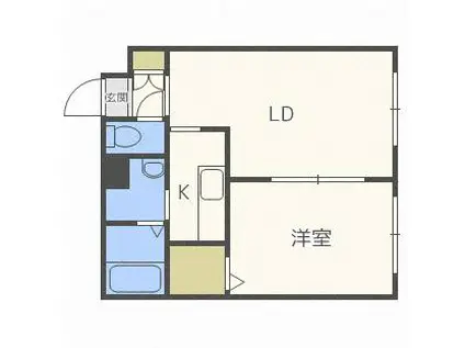 ブランノワール厚別南(1LDK/4階)の間取り写真
