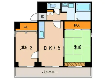 クレール菊水(2DK/3階)の間取り写真