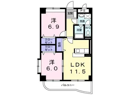 エルキュール(2LDK/2階)の間取り写真
