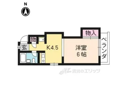 プティパレ(1DK/2階)の間取り写真