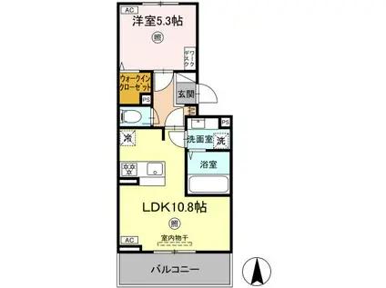 SAKURA A棟(1LDK/2階)の間取り写真