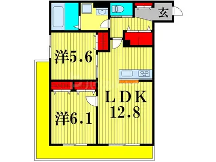 エリーナウエスト(2LDK/3階)の間取り写真