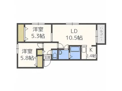 ROSE WOOD N10(2LDK/4階)の間取り写真