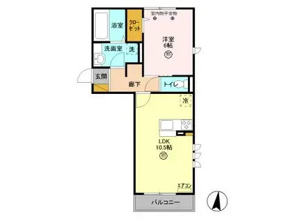 クランリジエル(1LDK/2階)の間取り写真