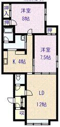 アスティ22A(2LDK/2階)の間取り写真
