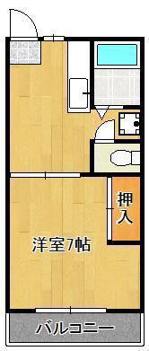 パークサイド太田(1K/1階)の間取り写真