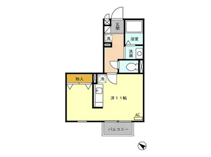 イミグラントクローバー(1K/1階)の間取り写真