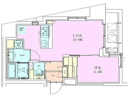 恵比寿レジデンス参番館(1LDK/5階)の間取り写真