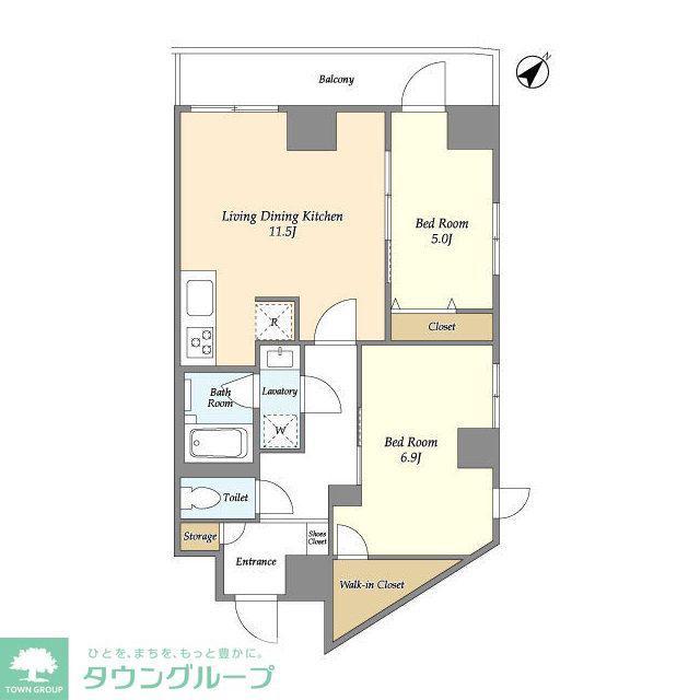 グランカーサ西葛西(2LDK/6階)の間取り写真