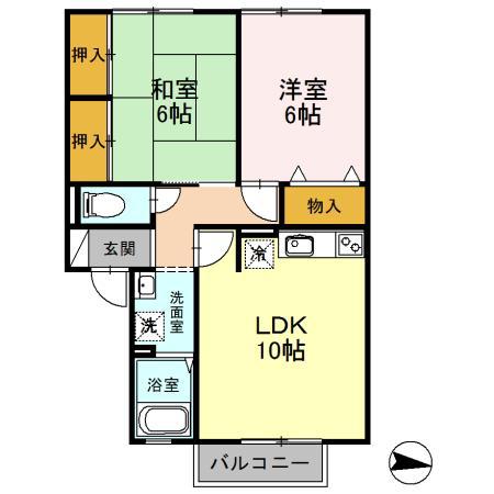ドリームタウン開成(2LDK/2階)の間取り写真