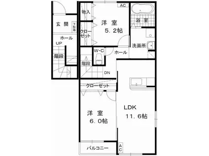 プラントスクエアA(2LDK/2階)の間取り写真