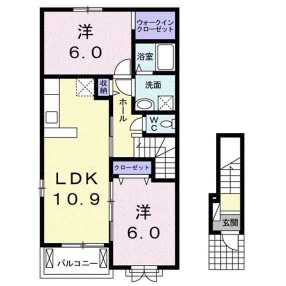 サン モールI(2LDK/2階)の間取り写真