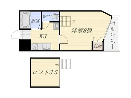 丸善高麗ハイツ(1K/5階)の間取り写真