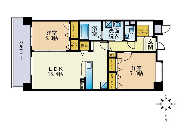バルセロナ箱崎(2LDK/5階)の間取り写真