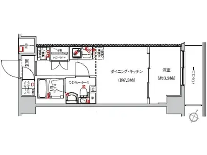 SAKURA AXIS 中板橋(1DK/8階)の間取り写真