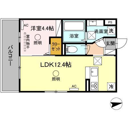 クレスト(1LDK/1階)の間取り写真